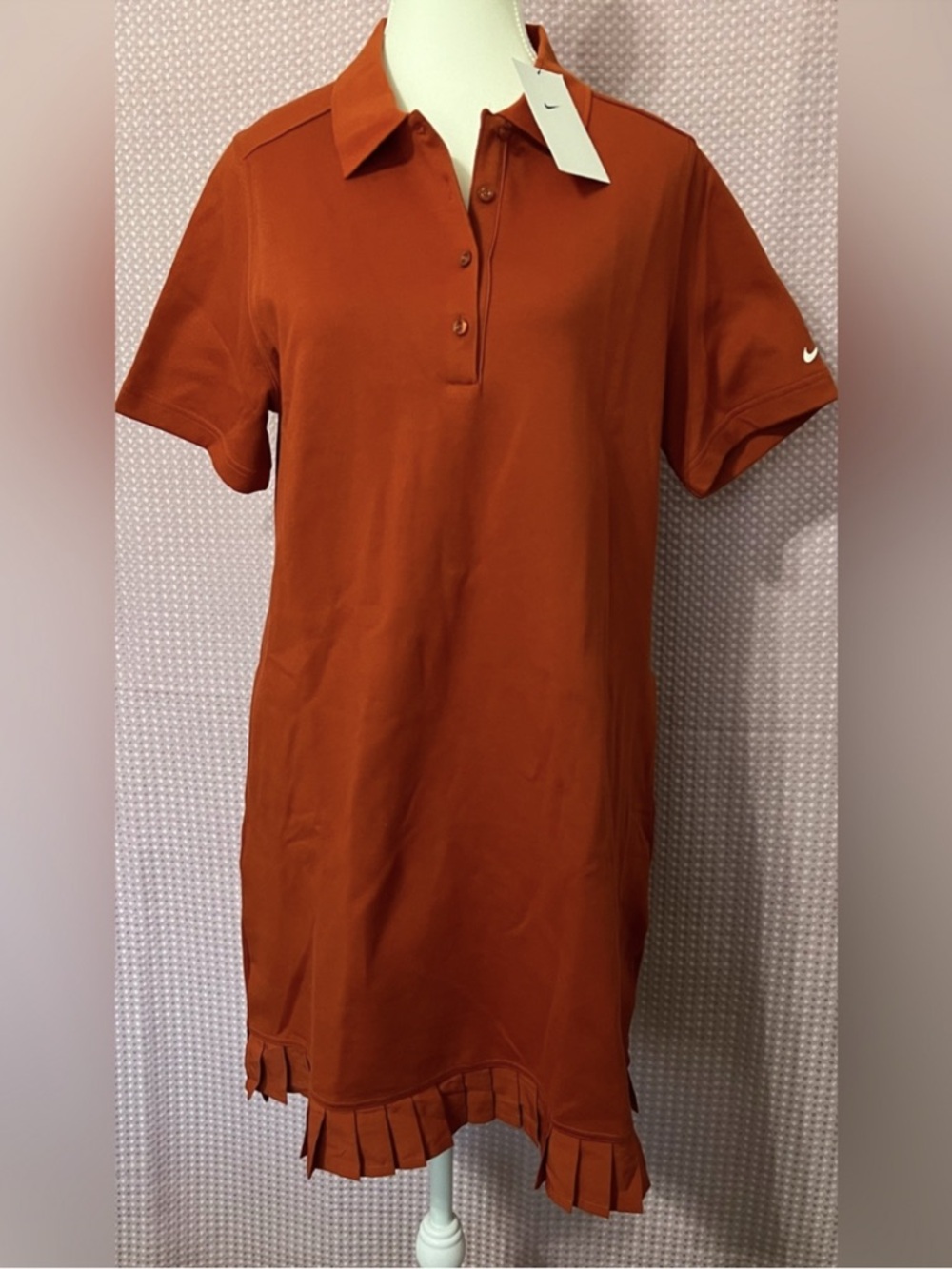 Nike Orange Polo Button-Up Shirt Dress